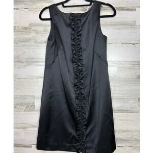 Lilly Pulitzer womens size 4 black Satin Shift midi Dress ruffle little evening